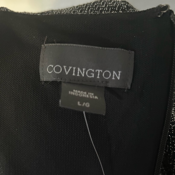 Covington womens Long Sleebve Shimmer & Shine Vneck Dress Dress - Picture 5 of 6